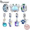 BAMOER 925 Silver Dreamy Oecan Series Dazzling Crab Beads Seahorse Pendant Charms for Women Bracelet and Necklace DIY