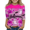 Children's 3/4 Sleeve Tops Casual Halloween Print T Shirt Round Neck Pullover Blouse
