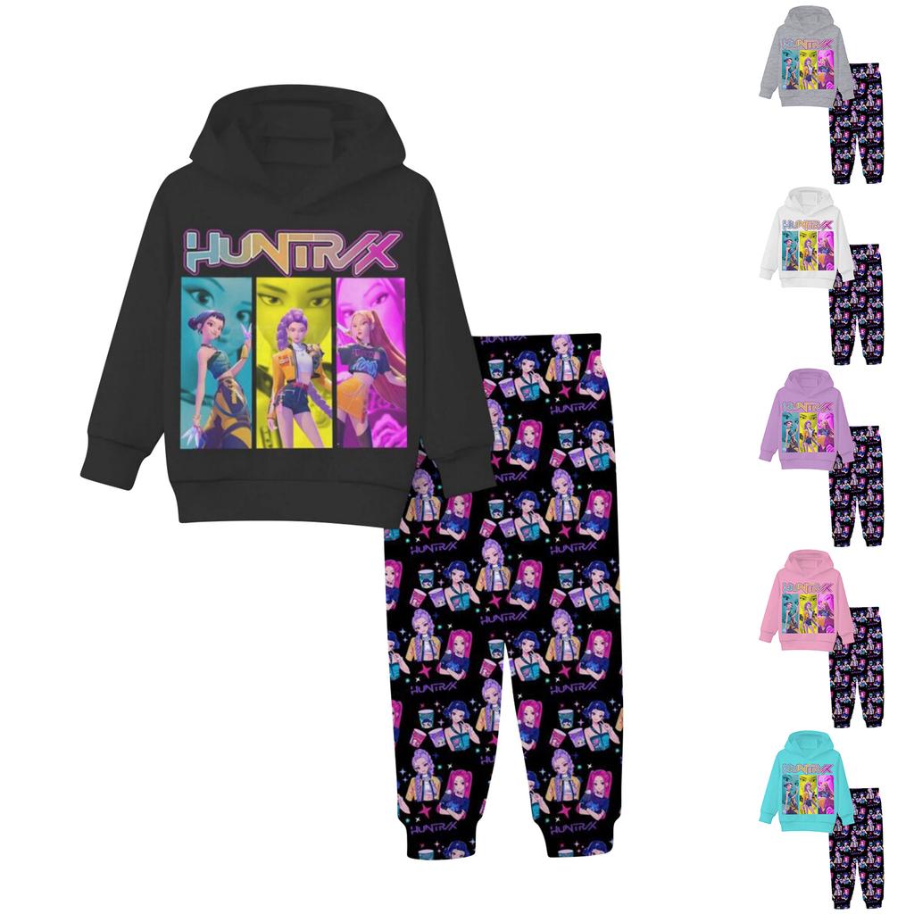 Children's Casual Fashion Pullover Sweatshirt Printed Loose Hoodie And Casual Pants Two-piece Set