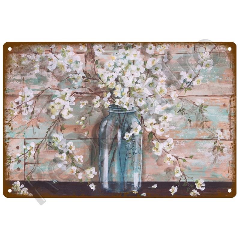Retro Tin Sign Poster Garden Vintage Wall Poster Metal Sign Decorative Wall Plate Flower Plaque Metal Vintage Decor Accessories