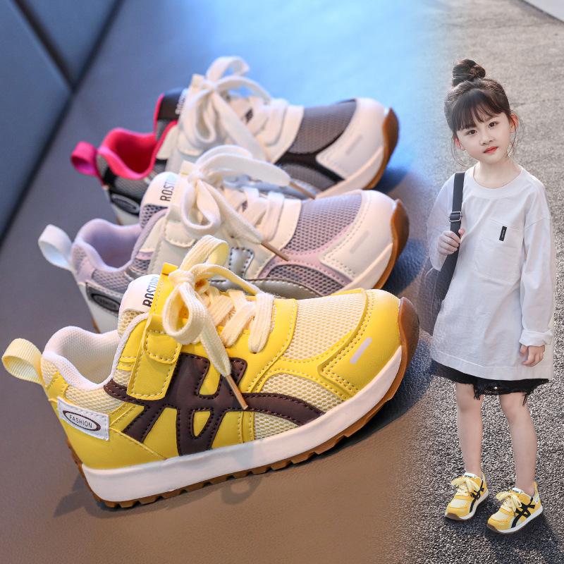 Girls' sports shoes 2025 spring and autumn new girls' soft-soled Forrest Gump shoes medium and older children's mesh breathable casual shoes boys