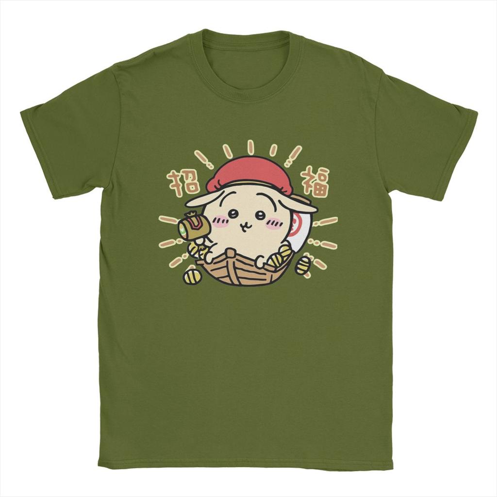 Chiikawa God Of Wealth T Shirt Men Pure Cotton Casual T-Shirts Round Neck Tee Shirt Short Sleeve Clothes Big Size