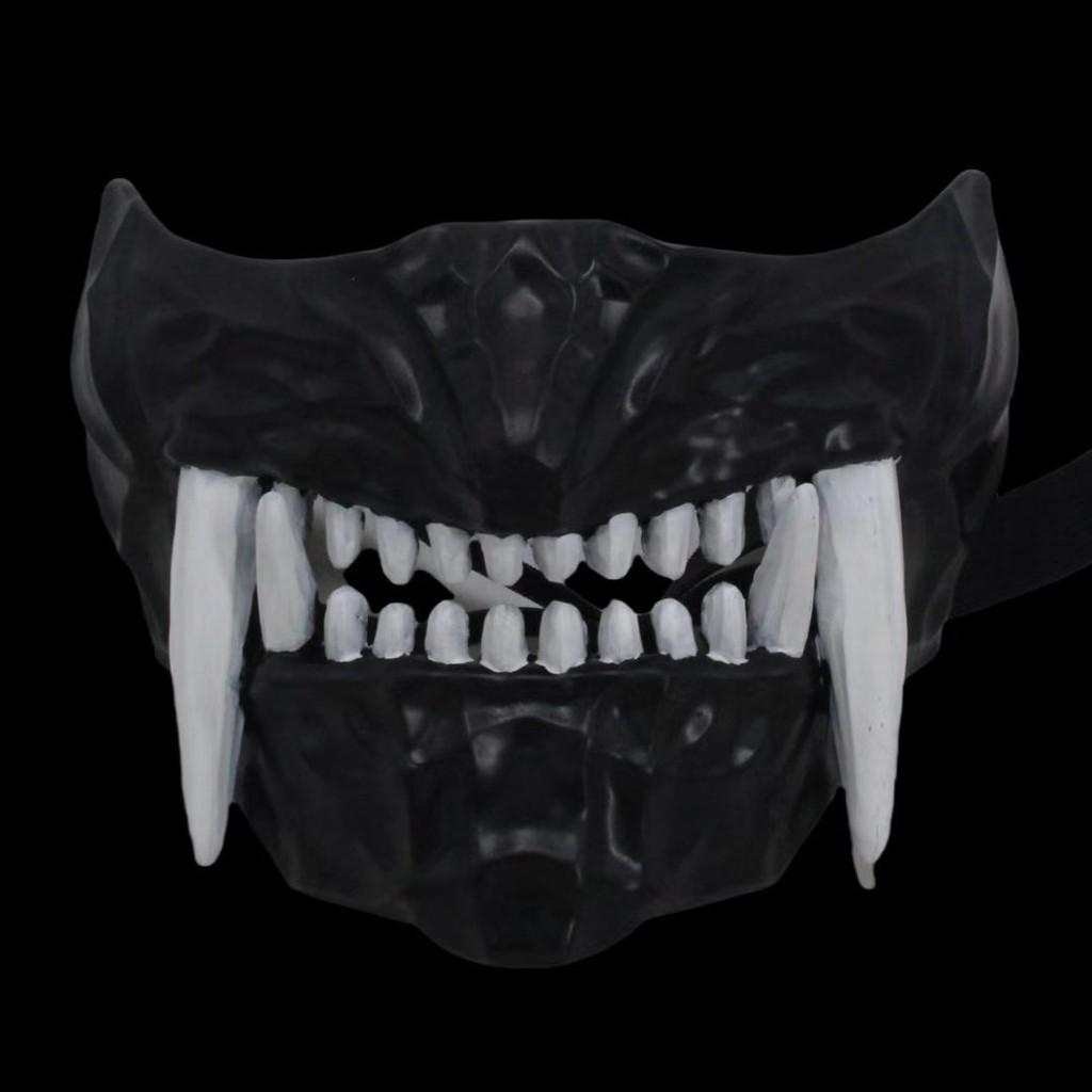Party Resin Prajna Mask With Long Tooth Design For Halloween And Holiday Events