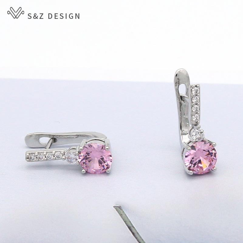 Cercei rotunzi, cu zirconiu cubic, de culoare aur trandafir, la modă, pentru femei, fete, bijuterii pentru petrecerea de nuntă