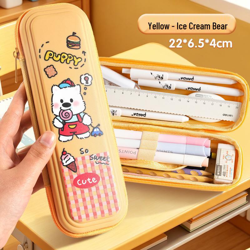 Layered Cartoon Pencil Case for Girls & Boys - Large Capacity School Stationery Bag