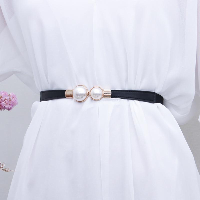 Cintura Elastica a Catena in Stile Coreano Retro con Perle per Maglione Cappotto