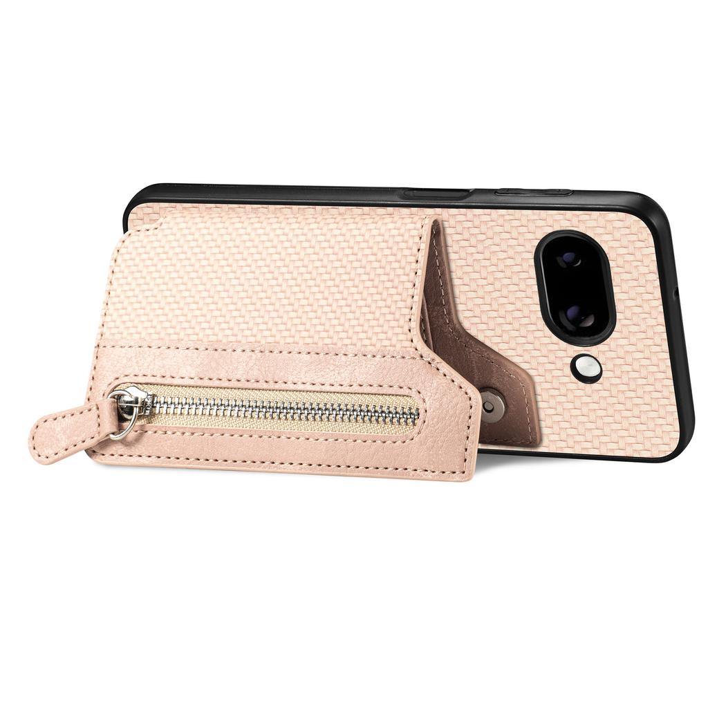 Etui na Google Pixel 9a Skóra+PC+TPU Portfel na zamek błyskawiczny Pokrowiec na telefon