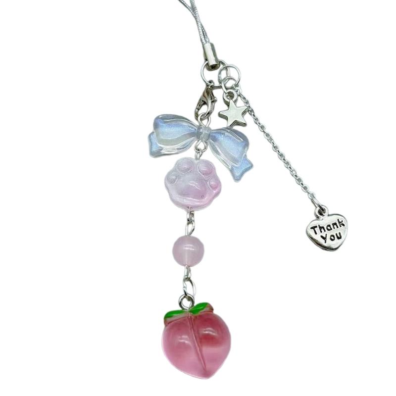 Strawberry Pendant Keychain Delicate Fruit Pendant Keyring Mobile Phone Pendant Strap Lanyard DIY Backpack