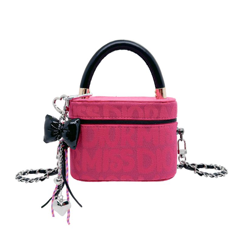 

DIOR Bag [Customized Cosmetic Bag] Canvas Cranberry Candy Niche High-end Pendant Versatile Classic Trendy Retro Simple Fashion Leather Bow Polyester