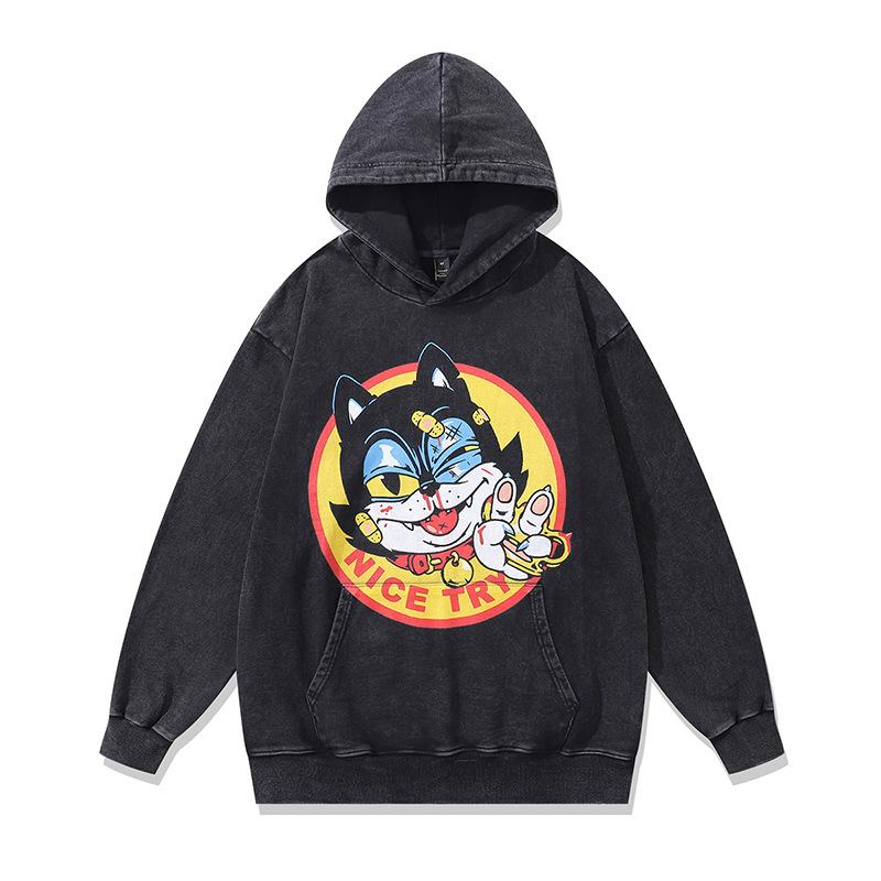 Amerikanischer Retro Fried Color Kapuzenpullover Billie Digitaler Direktdruck Gewaschener Reiner Baumwoll-Hoodie Herren