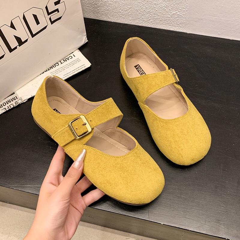 Mary Jane women's autumn 2025 new retro round head belt buckle with thick heel round head light mouth single shoes women