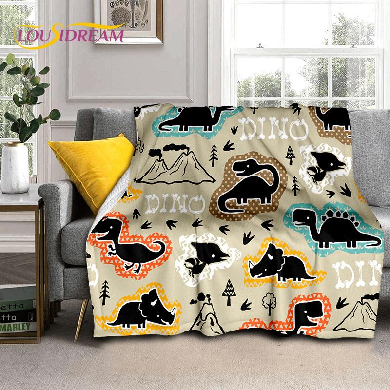 3D Uroczy Dino Kreskówkowy Dinozaur Kosmos Dzieci Miękki Flanelowy Koc na Łóżko Sypialnię Sofę Piknik, Koc do Rzucania na Zewnątrz Rekreacja
