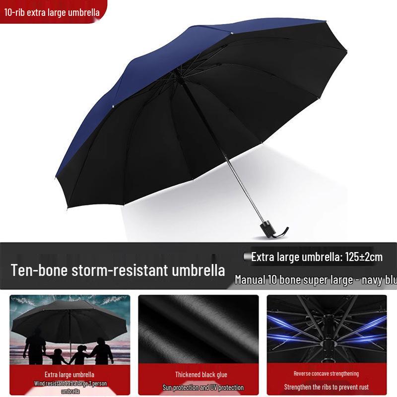 Twelve-Bone Large Folding Men's Umbrella with Custom Logo for Rain or Shine, Dual-Use Sunshade and Parasol.