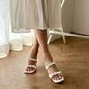 Melting Brown Women Ribbon Strap Slipper Heel