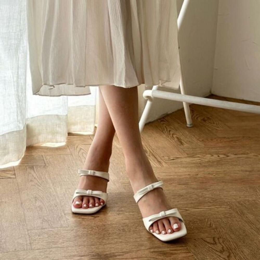 Melting Brown Women Ribbon Strap Slipper Heel