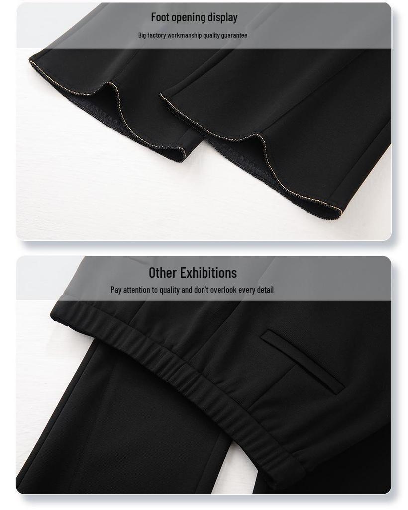 Women's Black Flared Pants - Spring 2025 High Waist Slimming Trousers