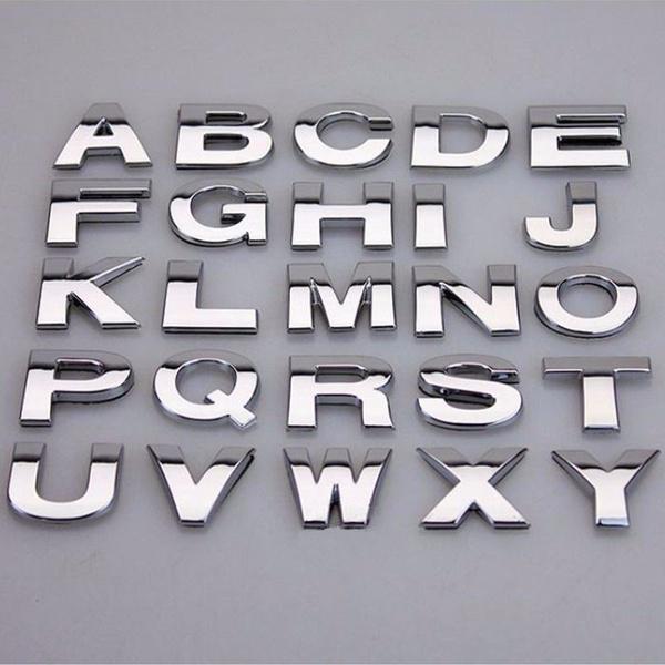 Hot Alphabet Letter Metallic Silver Truck Sticker Car Emblem Badge Decal 3D DIY