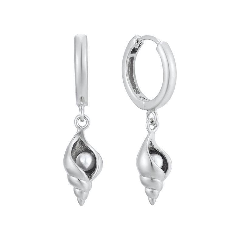 925 Silver Needle Vintage Geometric Pendant Earrings Round/Square/Shell Earrings for Women Fashion Jewelry Pendientes