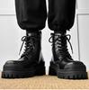 Outdoor hiking boots men's high-top British style platform leather big-headed derby shoes heightening locomotive Martin boots men