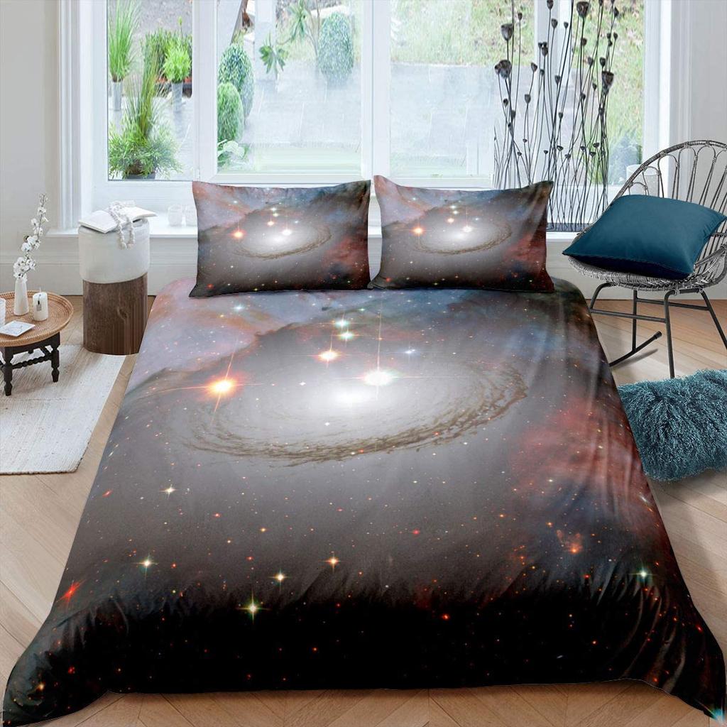 Comforter Starry Sky Love Heart Shape Pattern Polyester King Queen Full Size For Kids Boys Girls Bedding Set