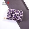 RFID Anti-theft Leopard Print Women's Accordion Card Holder with Zipper Coin Purse and Large Multi-card Capacity