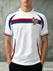 Camiseta Casual Esportiva Masculina de Secagem Rápida, Respirável e Leve com Listras nas Cores da Bandeira da França e Estampa de Galo para Fãs de Esportes Adultos