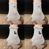 4 Pairs of Female Spring and Summer New Solid Color Embroidery Lace Cute Animal Sport Tube Cotton Socks
