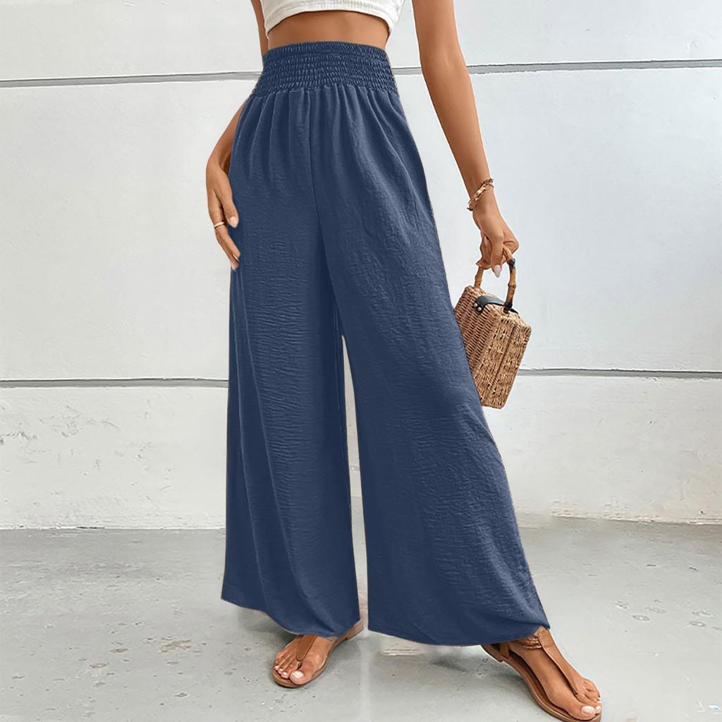 Women's Fashion Holiday Trousers Casual Tight Waist Wide Leg Pants