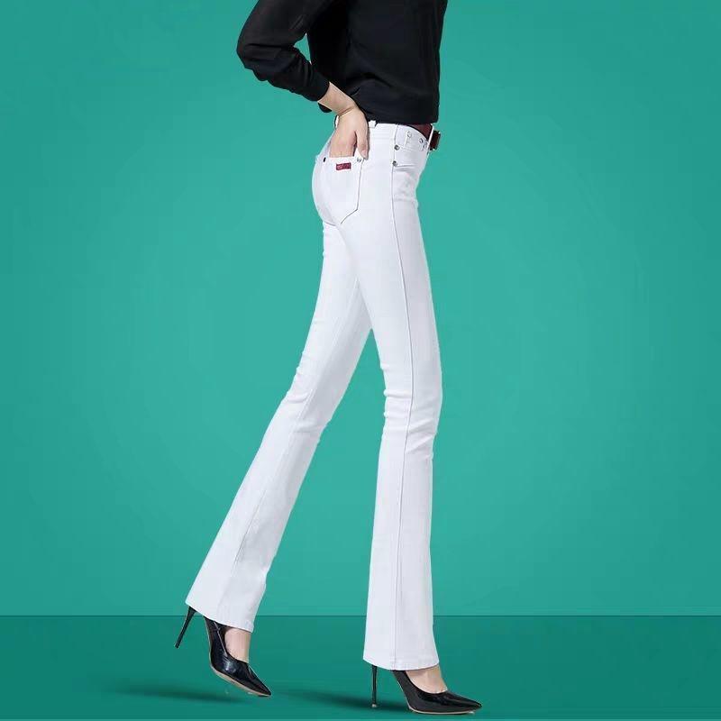 Women s Winter 2025 Red Velvet High-Waisted Stretchy Micro-Flare Jeans - Slimming and Body-Shaping 33