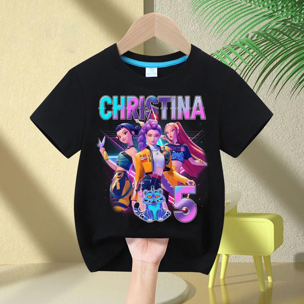 Kpop Demon Hunters 2026 Hot Movie Kids TShirt Soft Cotton Toddler Boys Girls Tops Fashion Casual Children Clothing Fan Gifts
