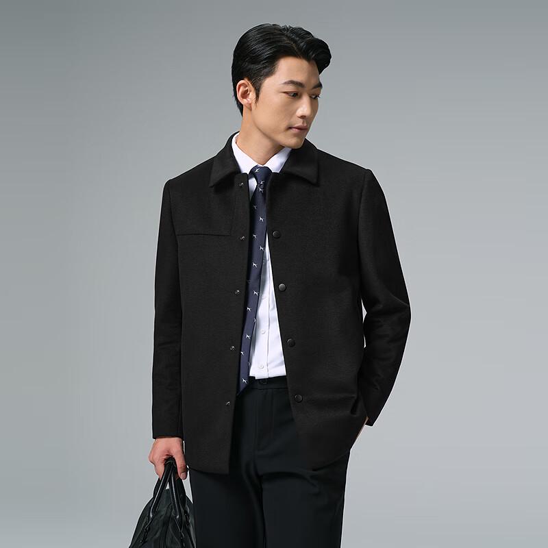 Lilang Men's Simple Business Lapel Wool Overcoat
