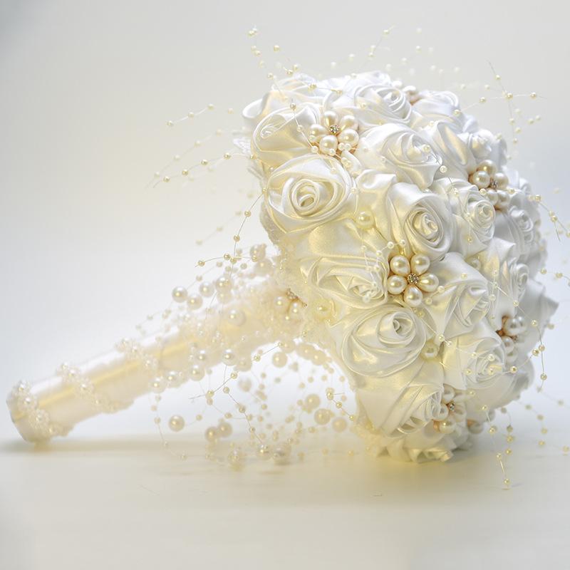 Handmade Rhinestone Bridal Bouquet Crystal Wedding Round Tossing Bouquet Artificial Flower Bunch for Bride Bridesmaid