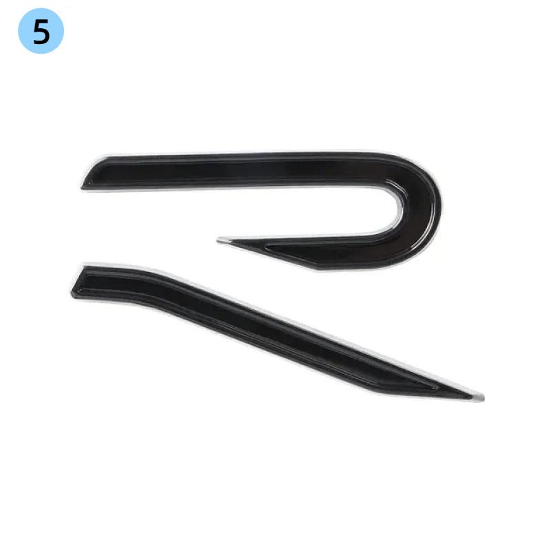 1Pcs ABS R Emblem Side Body Fender Stickers Decorative Accessories For V-V V R M-agotan P-olo G-olf L-avida T-haru Rline P-assat