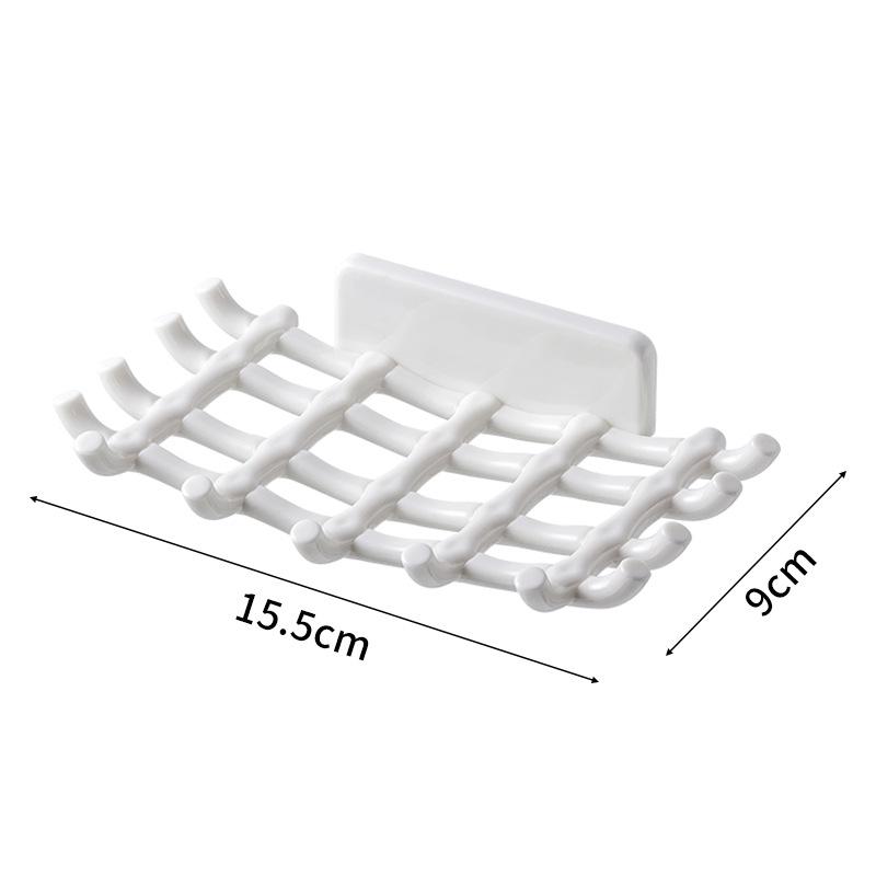 

Wall-Mounted Punch-Free Soap Dish with Drain Rack and Hook for Bathroom білий