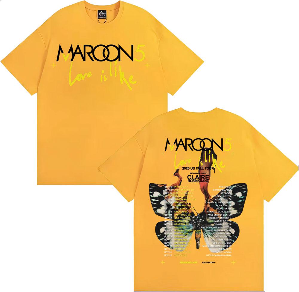 Band Maroon 5 Love Is Like US Fall Tour 2025 T Shirt Men Women Fashion Hip Hop Street Tshirts 100 Cotton Comfort Loose Tshirt