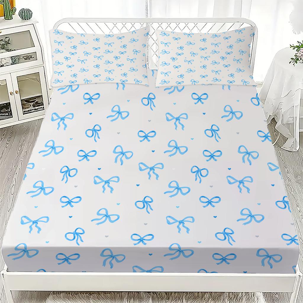 Bowknot Personalized Fitted Sheet Set Bowknot Personalized Bedding Set Comfortable Skin Friendly Cute Style 180x220cm