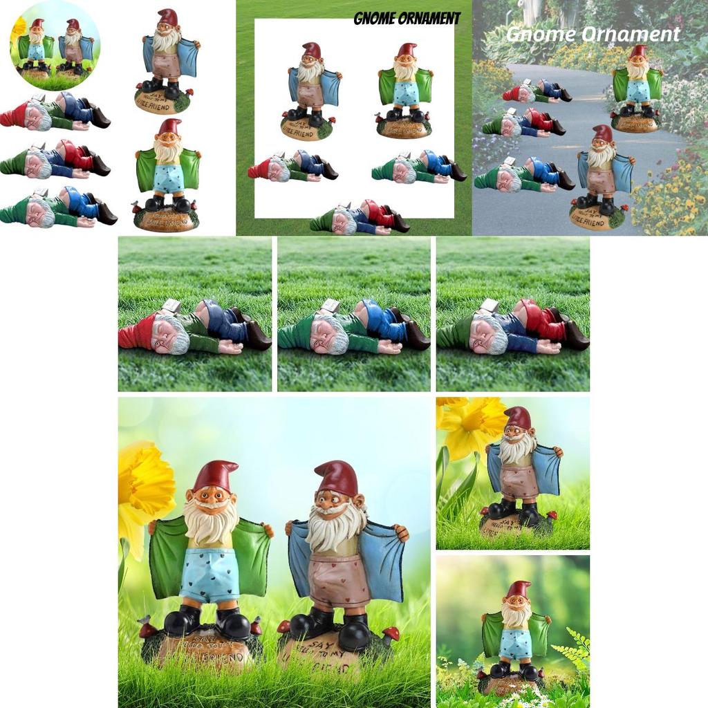 Verspielte Harz Gartenzwerg Skulptur Außendekor Zwerg Ornament