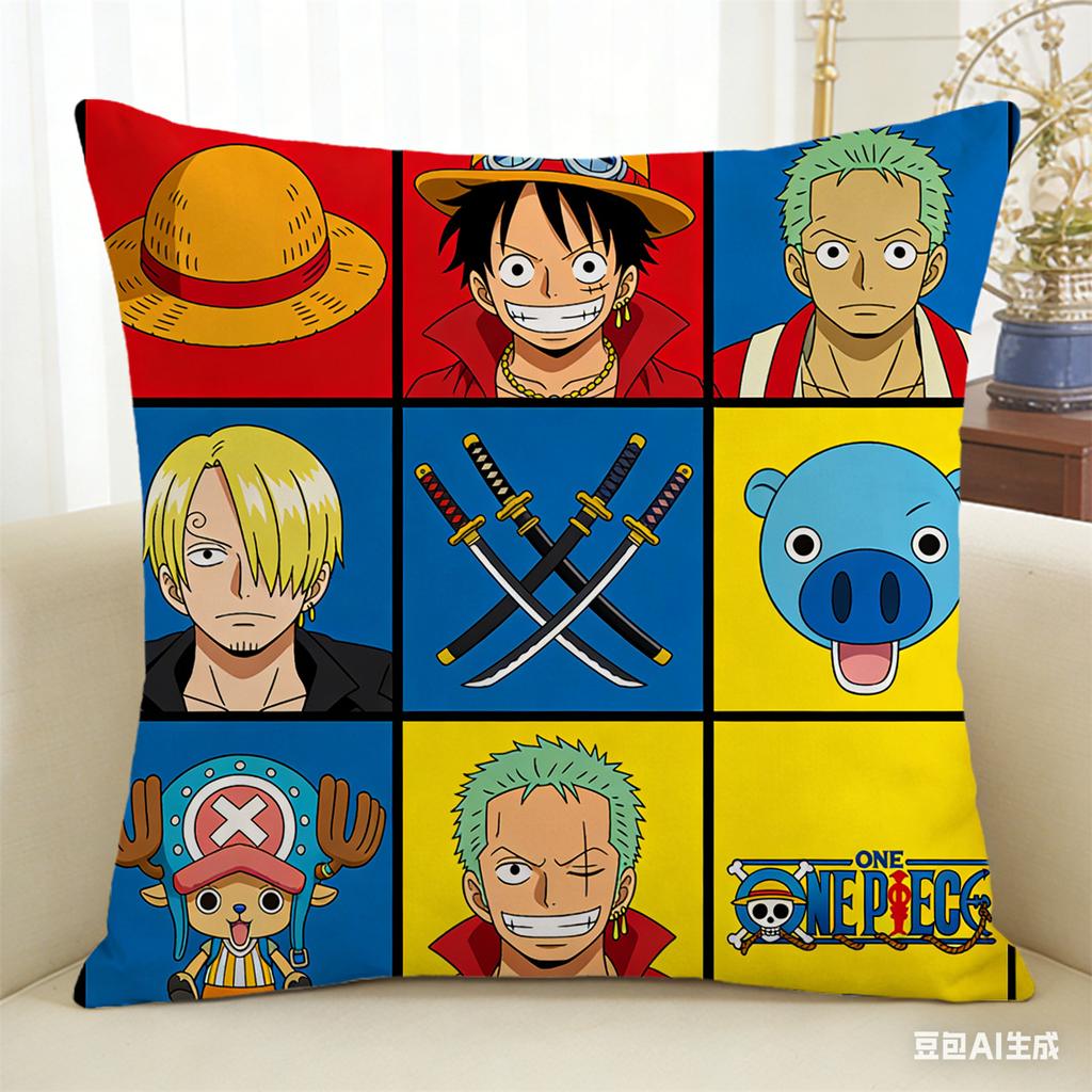 One Piece Pillow Cover Anime Fan Favorite Character Print Decorative Pillowcase for Bedroom Living Room and Anime Enthusiasts