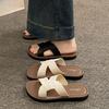 Retro Casual Flat Shoes Women's Beach Anti-slip and Cool New Cross-belt Slippers