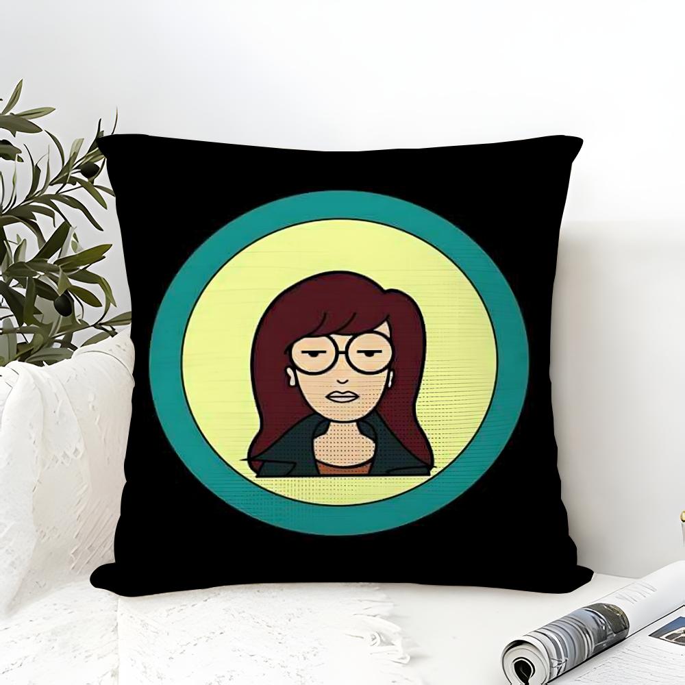 Cartoon DDaria Pillow Case Cotton Linen Fabric Square Zipper Pillowcase Home Decorative Living Room