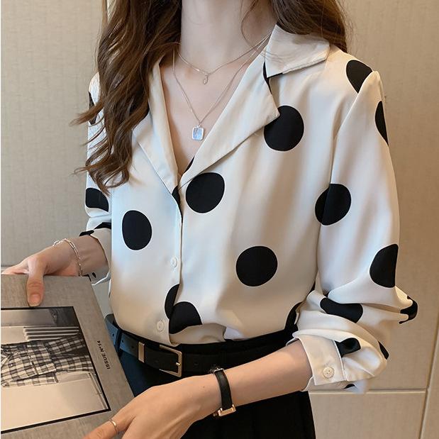 Women Summer Style Polka Dot Shirt Lady Casual Short Sleeve Stand Collar Flower Printed Blusas Tops