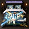 Set Biancheria da Letto Personalizzato con Nome Lionel Messi 1 Copripiumino+2 Federe Logo Calcio Regalo Personalizzato per Occasioni Speciali Decorazione Camera da Letto