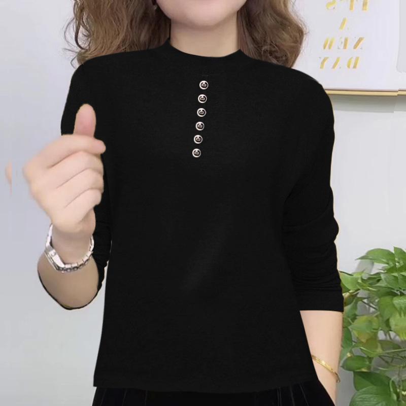Latest Autumn and Winter Mother's Thermal Underwear Double-sided Velvet Middle-aged and Elderly Women's Velvet Base Shirt