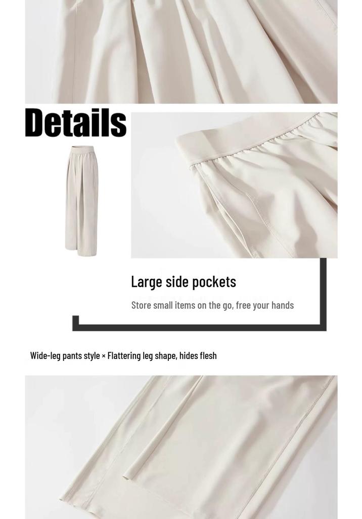 High-Waisted Drape Wide-Leg Yoga Pants - Breathable, Slimming, Casual Sport & Fitness Wear