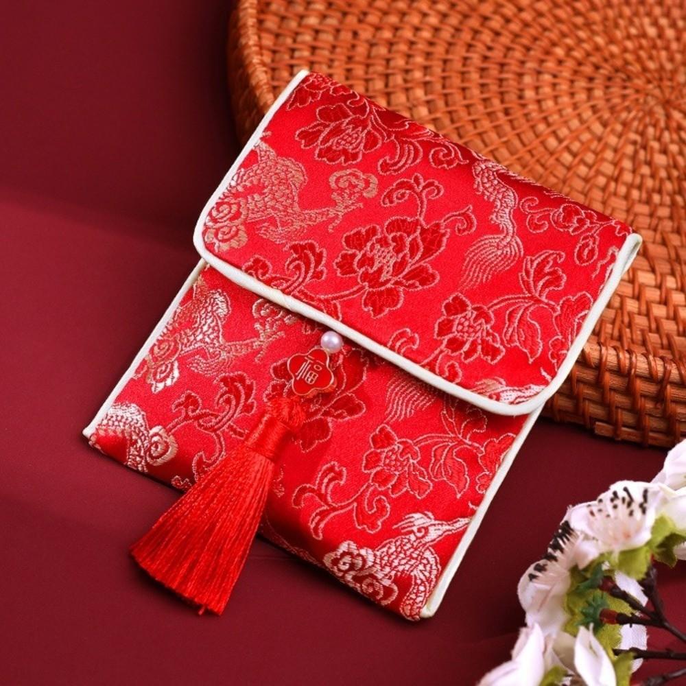 Spring Festival Money Pocket Tassel New Year Money Bag Brocade Red Envelope  Lady Girls Women