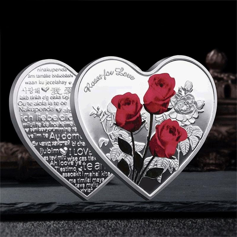 62KD Heart-shaped Rose Metal Commemorative 52 Types of I Love You Confession Valentine's Day Love Heart Gift
