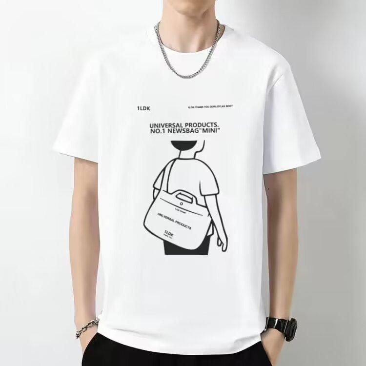 

Мужская футболка с короткими рукавами и принтом Slim Tide, летняя новая тенденция, мужская хлопковая футболка с круглым вырезом 5XL белый