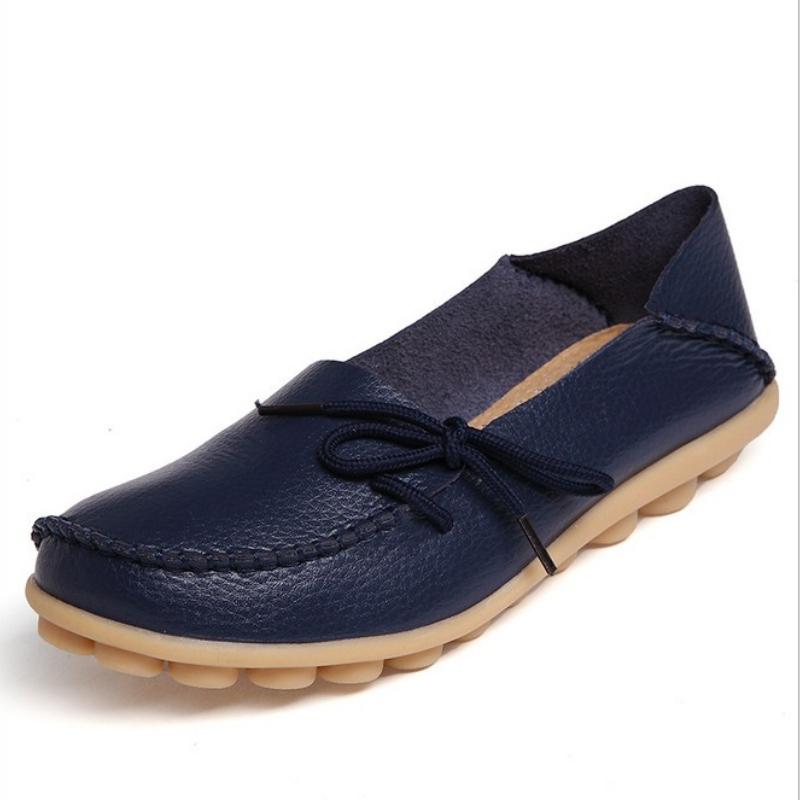 Casual Women's Single Shoes, Mother Shoes, Flat-bottomed Peas Shoes, Nurse Shoes, Lace-up Tendon Low-top Shoes