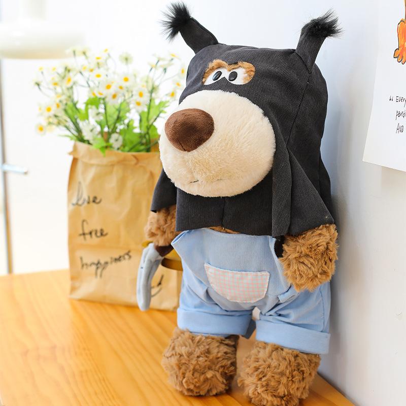 

Новая забавная плюшевая кукла-щенок-грабитель, которую можно одевать, подушка для сна для собаки, чтобы дарить подарки девочке 35cm/0.2kg чёрный