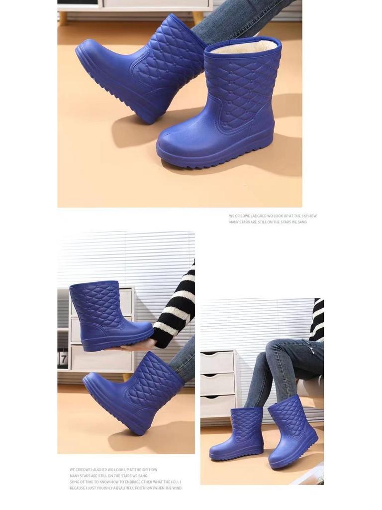 Winter Women's Fleece-Lined Cotton Mid-Calf Waterproof Snow Boots - Non-Slip, Cold-Proof and Warm EVA Rubber